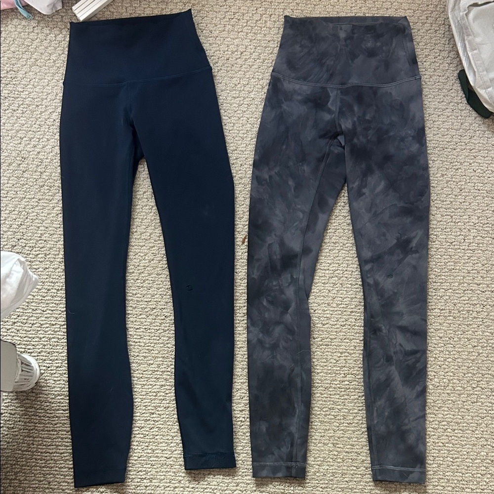 Lululemon black and grey tie die leggings